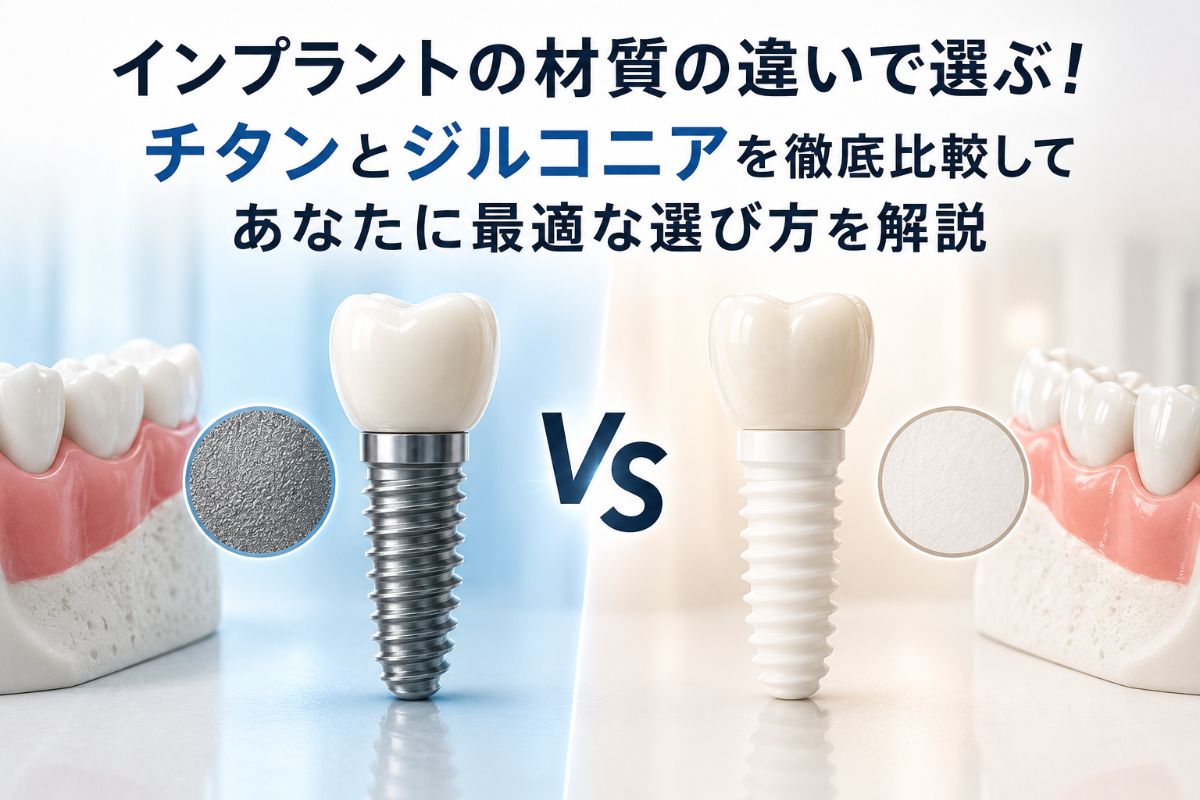 インプラントの材質の違いで選ぶ！チタンとジルコニアを徹底比較してあなたに最適な選び方を解説｜T DENTAL OFFICE 大阪天王寺インプラントクリニック