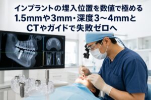 インプラントの埋入位置を数値で極める1.5mmや3mm・深度3〜4mmとCTやガイドで失敗ゼロへ